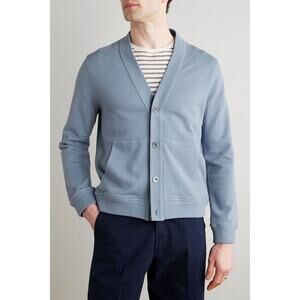 Mr P. Mr Porter NWT Men’s Cotton Jersey Cardigan Slate Blue - Medium